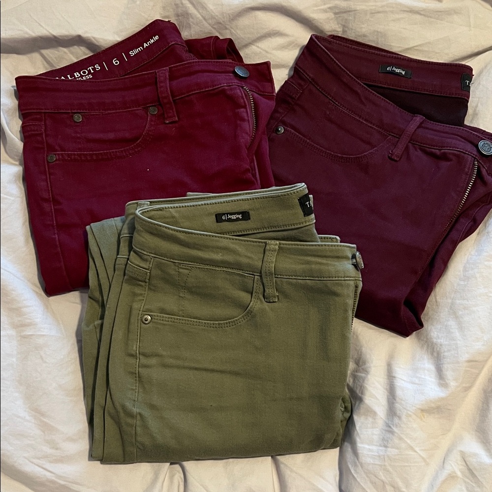 Stylish Women's Jegging Bundle in Burgundy and Olive
